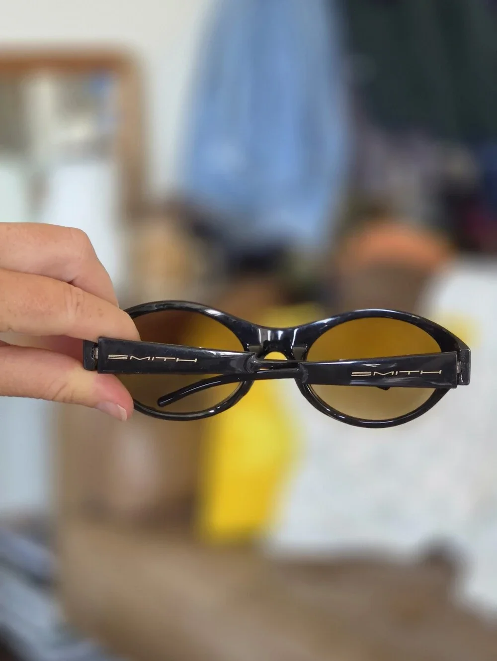 Smith Optics 90s Y2k Black Oval Men's Sunglasses with Yellow Lenses - Mr Clean